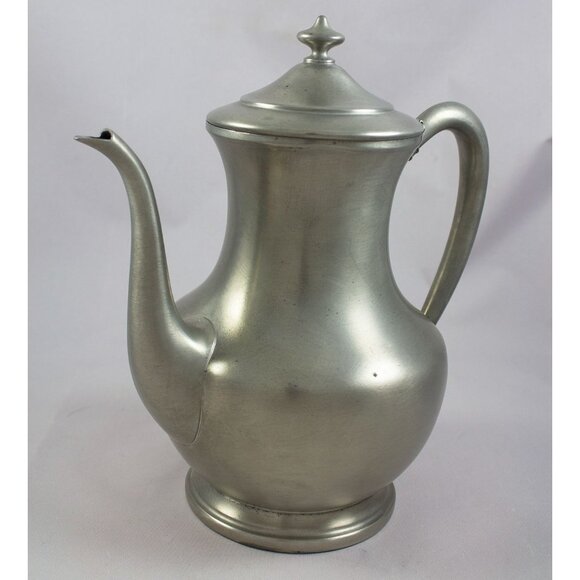 BRS Bernard Rice Sons Pewter Coffee Pot B212 10" Tall c. 1910 Monogram - Picture 2 of 8